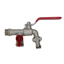 Carregar imagem no visualizador da galeria, Doppelwasserhahn waschmaschine doppel wasserhahn schlauchanschluss doppel auslaufhahn 1/2 zoll kugelauslaufventil aussen
