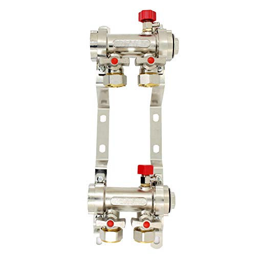 Oomvarmer Underfloor Heating Manifold 2, 3, 4, 5, 6, 7, 8 Departments for Manifold Radiator Heater - Manifold with Valve