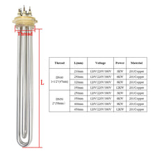 Carregar imagem no visualizador da galeria, Oomvarmer Water Tank Heating Element 220v Electric Heating Tube Immersion Water Heater Element Stainless Steel
